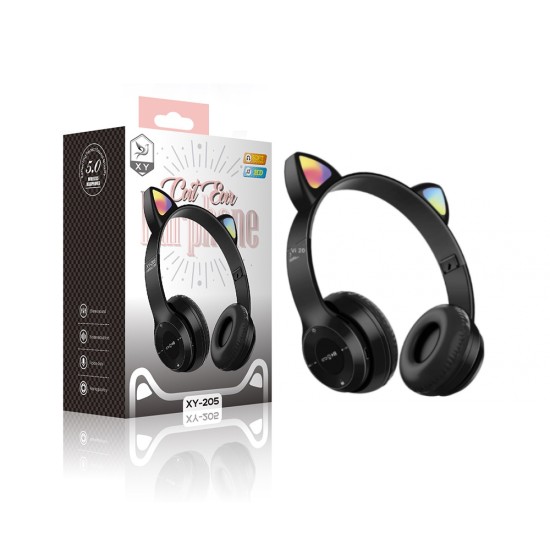 CAT EAR BLUETOOTH HEADPHONE WIRELESS XY-205 BLACK